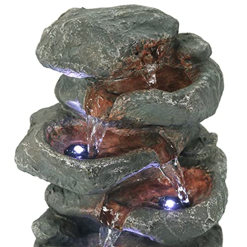 Sunnydaze Stacked Rocks Tabletop Water Fountain with LED Lights, 10.5 Inch