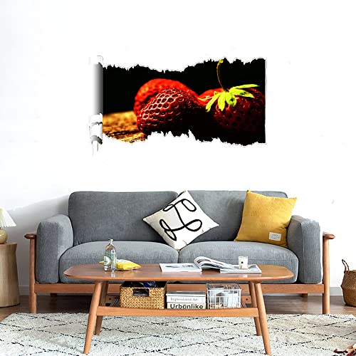 GADGETS WRAP Printed Wall Decal Sticker Scratched Paper Style Wall Decal (90cm x 50cm) - Strawberry Closeup