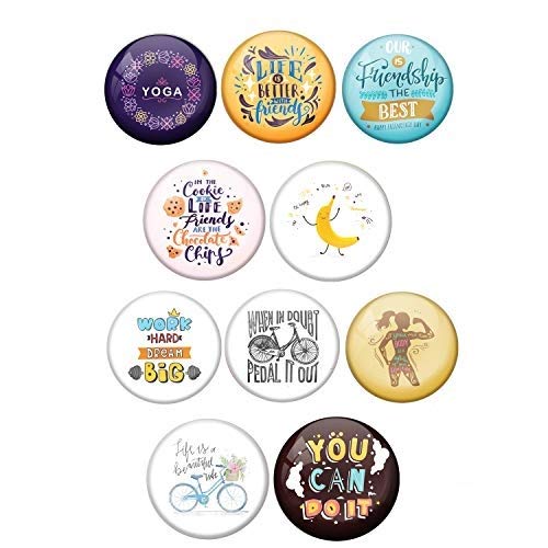 AVI Multi Colour Metal Fridge Magnet with Pack of 10 Happy Positive Quotes PQ 54 Design MC10R8001250