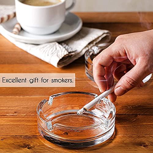AM impex Crystal Glass Round Tabletop Ash Tray Glass Ash Tray for Cigarette, Cigar Smoking for Home, Car, Balcony, Crystal Clear Round Ash Tray Box Crystal Quality Glass Ash Tray (Pack of1)