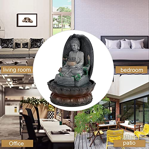 Ubersweet® Tabletop FountainUnique Creative Buddha Statue LED Lighted Tabletop Fountain Small Interior Water Feature with Calming and Relaxing Water Soundfor Home and Office(Pink)'