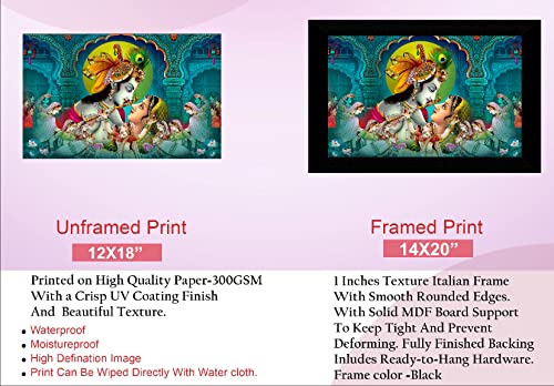 SAF Pack of 1 Radha krishna religious modern art wall painting with framed for living room 11 inch x 14 inch CANFM31271