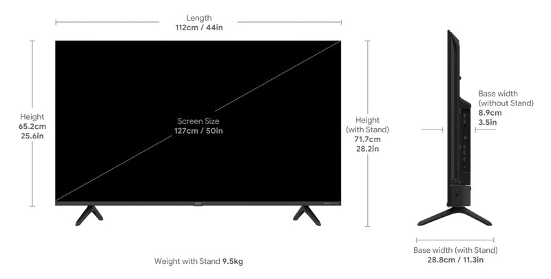 Acer 127 cm (50 inches) Advanced I Series 4K Ultra HD Smart LED Google TV AR50GR2851UDFL (Black)