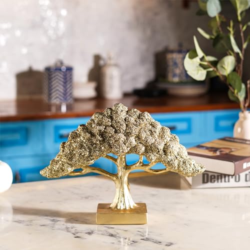 The Artment your artistic apartment Feng Shui Bonsai Brilliance Golden Resin Tree Showpiece: Home Décor for Living Room, Bedroom - Ideal Gift, Office Desk Accent, Artisan Crafted, Elegant Design