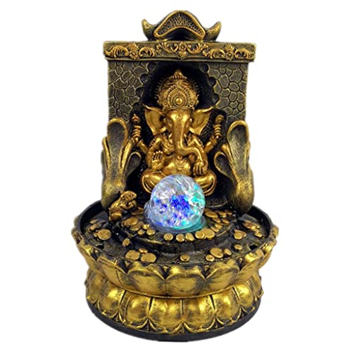 CALANDIS® Elephant Buddah Statute Tabletop Fountain Lucky Feng Shui for Home Office