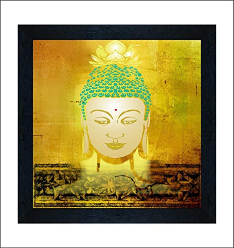 SAF 'Buddha' Multi-Effect UV Textured Painting with Frame 12 inch X 12 inch SANFN31017