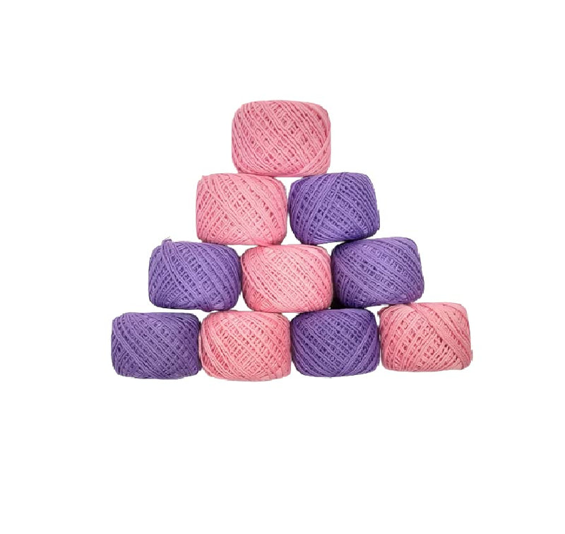 LIPSA ENTERPRISE Cotton Crochet Yarn for Knitting and Crafting Work Hand Work Thread (Light Purple + Pink)