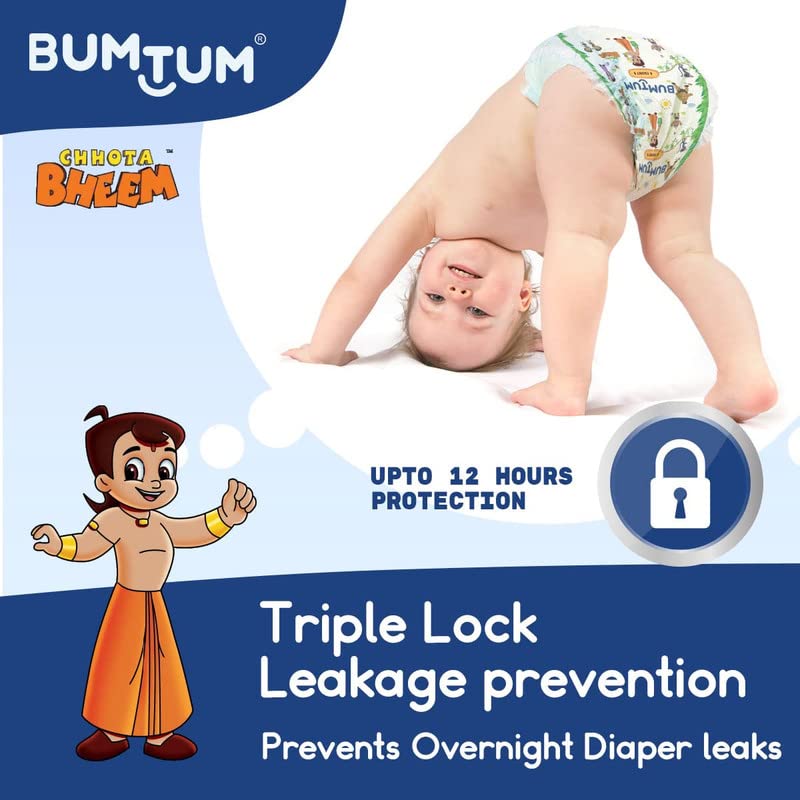 Bumtum Chota Bheem XXL Size Baby Diaper Pants, 66 Count, Leakage Protection Infused With Aloe Vera, Cottony Soft High Absorb Technology