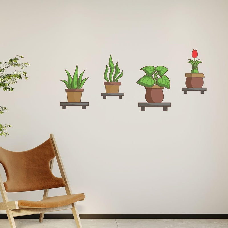 CVANU Green Plants Pot Vinyl Self-Adhesive Wall Sticker for Wall Decoration (17inchX40inch)_S313