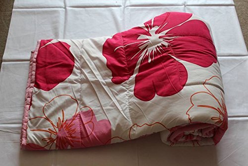 Roman Home Microfibre Fancy Flower Reversible Single Bed AC Blanket ac dohar 65*85in. (Big Pink)