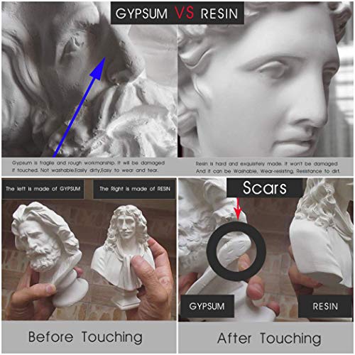 WaNana 3.15''Resin Sketch Figurines-Mini Plaster Statue Venus de Milo Replica Aphrodite Greek Goddess Bust Statue Home Decor Souvenirs-Great for Artists Zeus