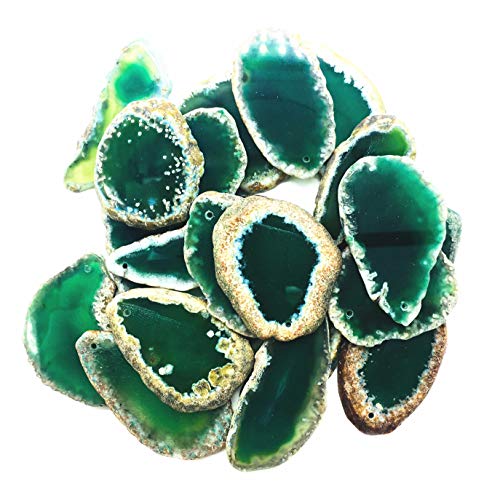 ShinyShaw 10 PCS Polished Agate Light Table Slices,Healing Crystals Geode Stones，Irregular Home Decoration Jewelry Making (Green)