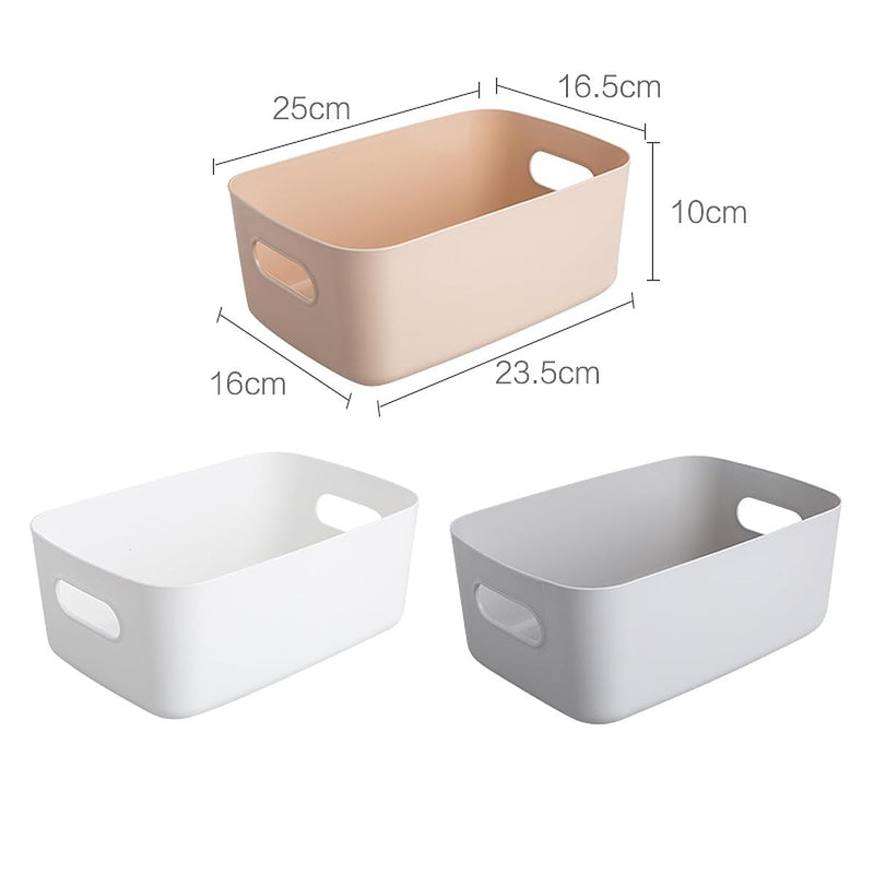 wolpin (3 Pieces) Plastic Basket Storage Basket Multipurpose For Kitchen & Home Organiser Box For Wardrobe, Fruits Vegetables, Toys, Stationary Items (25 X 16.5 X 10 Cm), White