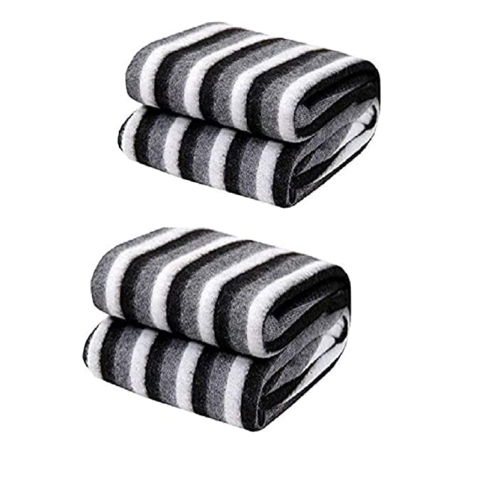 ZEUVY HOME Polar Fleece Blanket, Single (60 x 90 inch),Black White, Set of 2