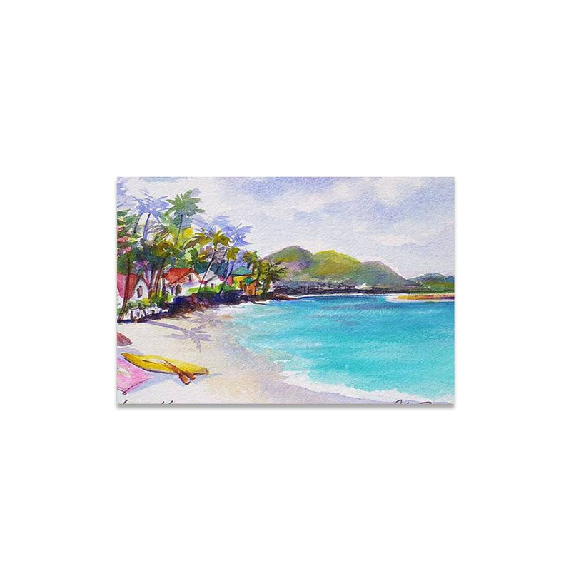 GADGETS WRAP Canvas Gallery Wrap Framed for Home Office Studio Living Room Decoration (14x11inch) - Painted On The Beach Lanikai Sold