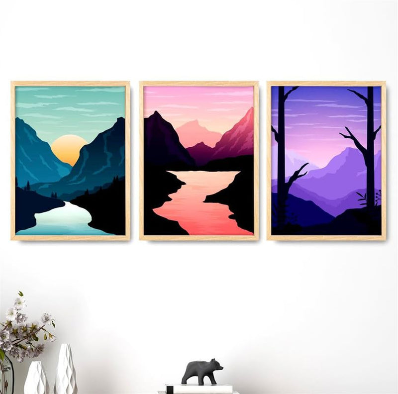 SAF paintings Set of 3 Modern Art White Frame painting for Wall Decoration OL-B263M3