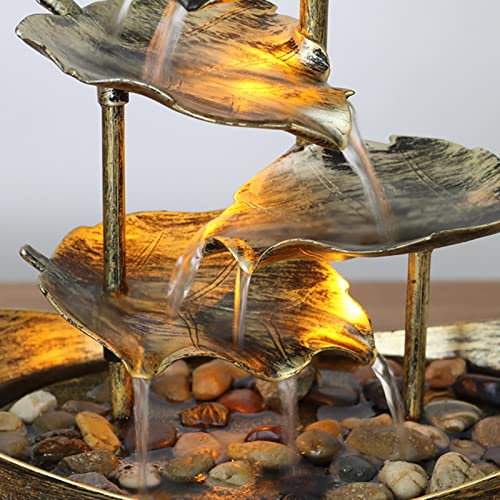 ‎Losa Relaxation Indoor Tabletop Fountain LED Light for Garden Desktop Decoration Golden