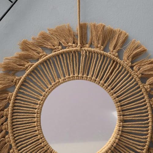 CALANDIS® Hanging Wall Mirror Hand Woven Macrame Multifunctional for Festival Delicate Style A | 1 Hand Woven Macrame Mirror