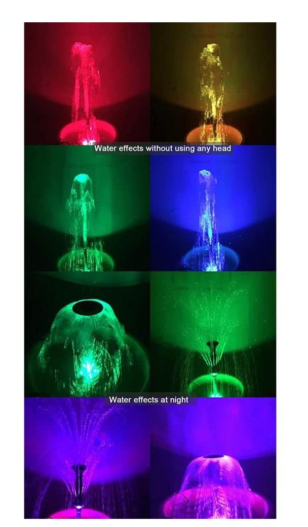 Asian Pumps & Machineries Water Fountain Spray Head Nozzle Set with Head 3 mtr Ac 220V pump 3 Patterns with Big Ring LED Light for Pond Aquarium Fish Tank Pool Garden Entrance Decoration