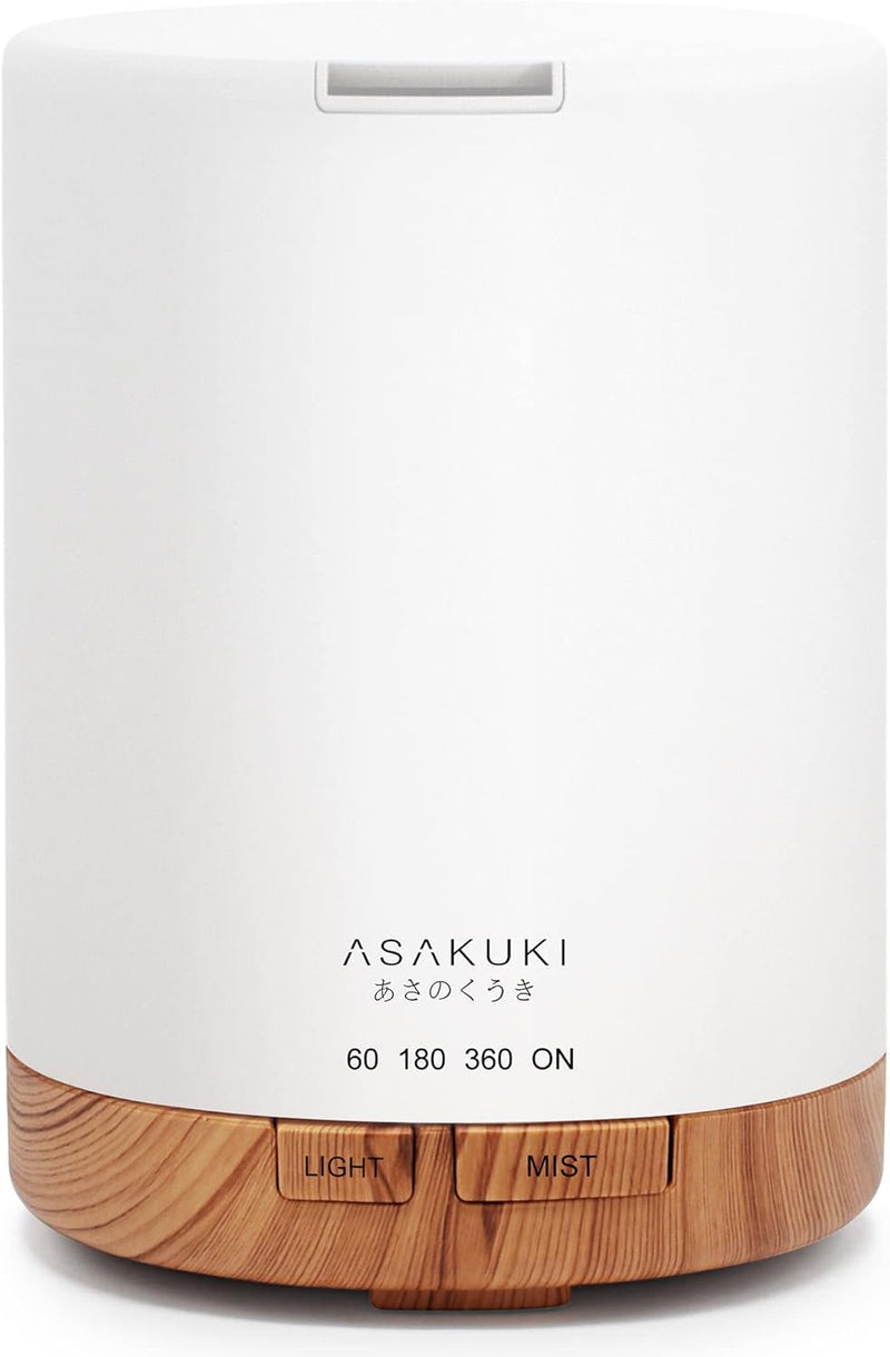 ASAKUKI Plastic 300Ml Essential Oil Diffuser, Quiet 5-In-1 Premium Humidifier, Natural Home Fragrance Aroma Diffuser With 7 Led Color Changing Light And Auto-Off Safety Switch-Yellow