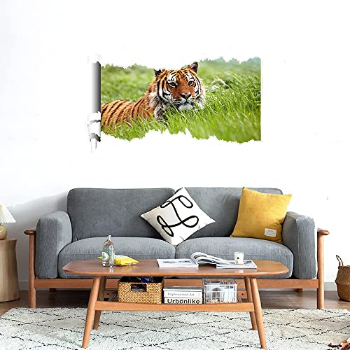 GADGETS WRAP Printed Wall Decal Sticker Scratched Paper Style Wall Decal (90cm x 50cm) - Tiger in Grass