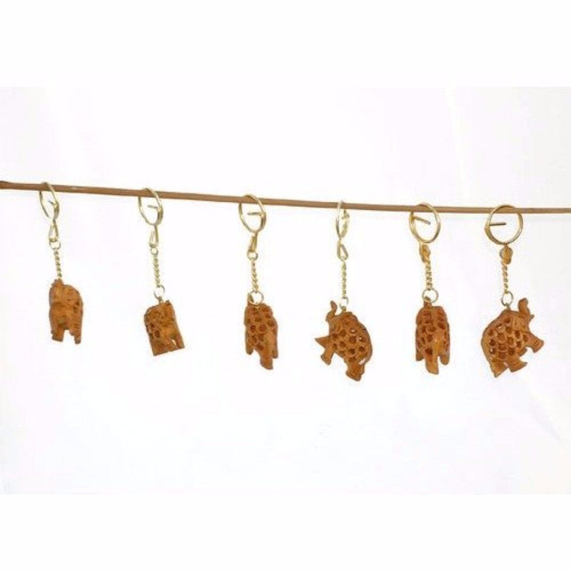 Articia Wooden Black Elephant Key Chain Set of 12 Handmade Decorative Handicraft for Home Decor Gift Item