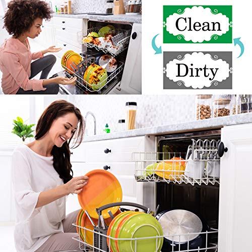 Dishwasher magnet cleaning dirty sign: strong magnet waterproof double-sided flip cover, can be used on stainless steel non-magnetic dishwasher-magnetic parts with adhesive (green)