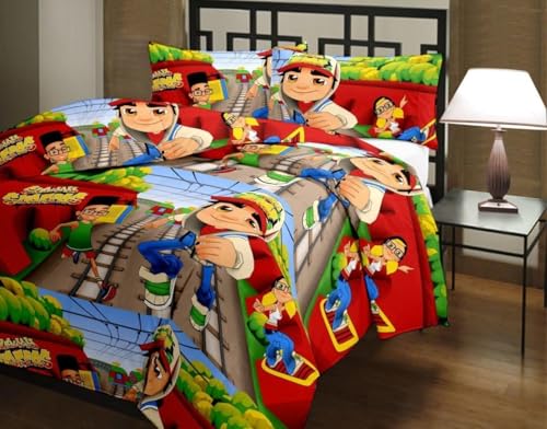 UKG Enterprises: Subway Surfer Kids BEDSHEETS 100% Cotton with Pillow Cover