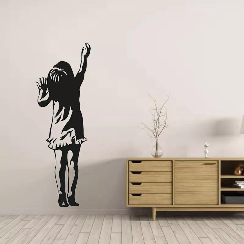 GADGETS WRAP Wall Decal Vinyl Sticker Banksy Little Girl Door Sticker for Office Home Wall Decoration