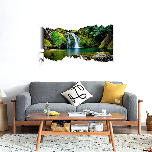 GADGETS WRAP Printed Wall Decal Sticker Scratched Paper Style Wall Decal (90cm x 50cm) - Waterfall Scenery