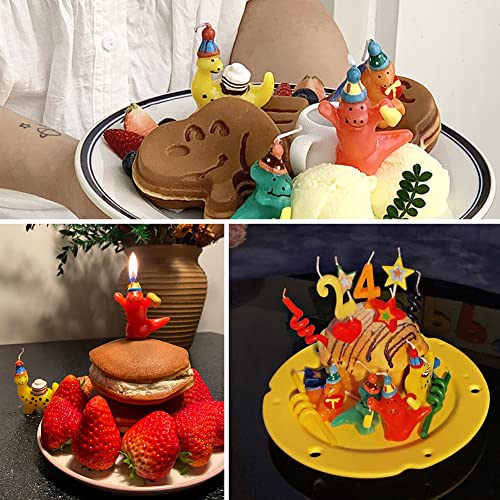 Dinosaur Birthday Candles, Cute 3D Dino Themed Birthday Cake Candles Cake Toppers Party Cake Decorations - Set of 4