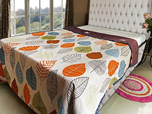 GRINAF Soft Reversible Cotton dohar/Thin Blanket for AC Room and mild Winters (Vine Bail+patta, Single)