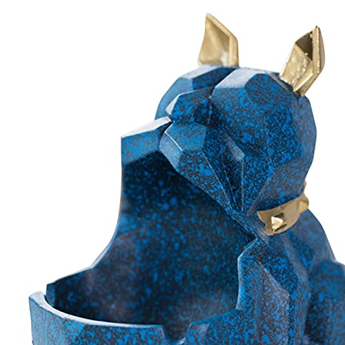MYADDICTION Geometry Shar Pei Ashtray Centerpiece Statue for Indoor Outdoor Desk Gift Blue
