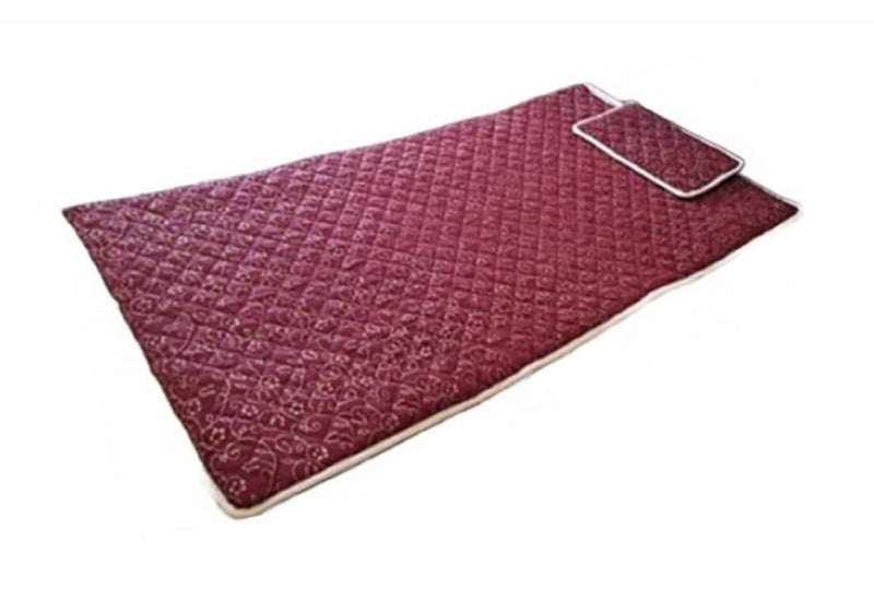 MEERAENTERPRISESS Bio Magnetic Mattress Topper/Pad (6 x 3 feet) with 1 Pillow Maroon Cotton Mattress