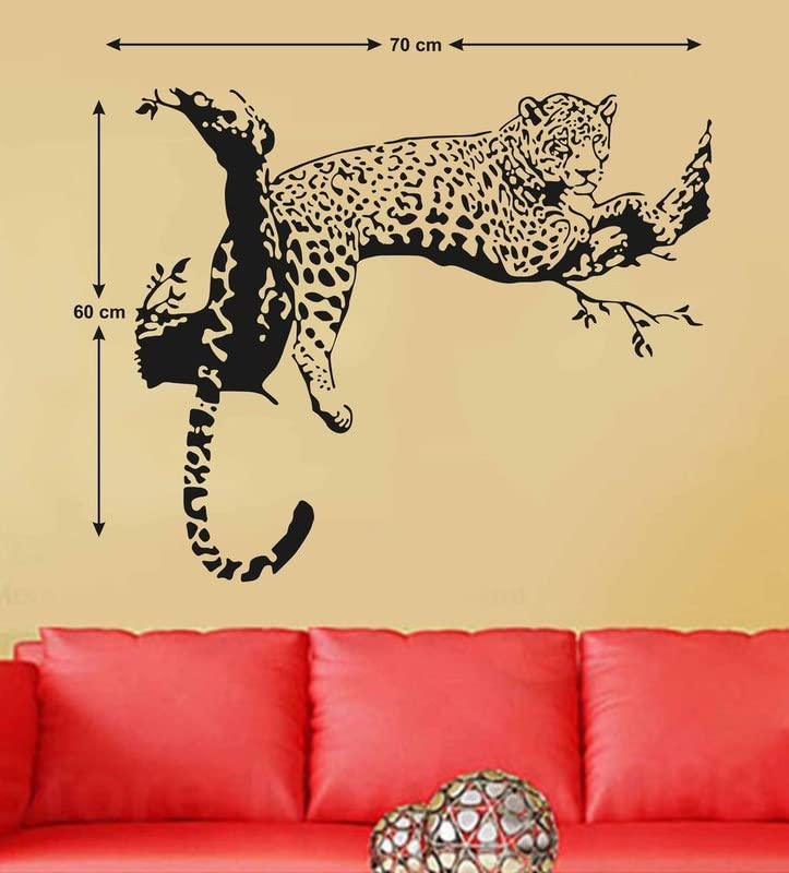 KC DECOR 'Animal Leopard on Branch' Wall Sticker (PVC Vinyl, 60 cm x 45 cm x 1 cm, Black)…