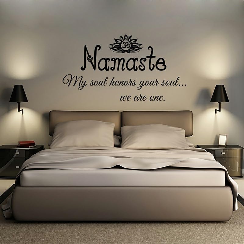 GADGETS WRAP Vinyl Namaste Quotes Lotus Om Symbol Meditation Wisdom Wall Decals Black