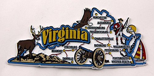 Virginia State Map and Landmarks Collage Magnet FMC