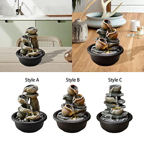 BNF Indoor Waterfall Fountains Mini Waterfall Flowing Water Ornament Waterscape Style A