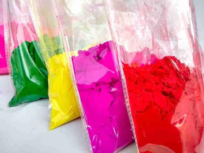 Holi Colours Made with Pure Starch powderHoli Colours Set, Abir Gulal for Holi, Pooja, Pack Natural Holi Colours of Red,Pink,Green,Yellow Pack of 100gm×4