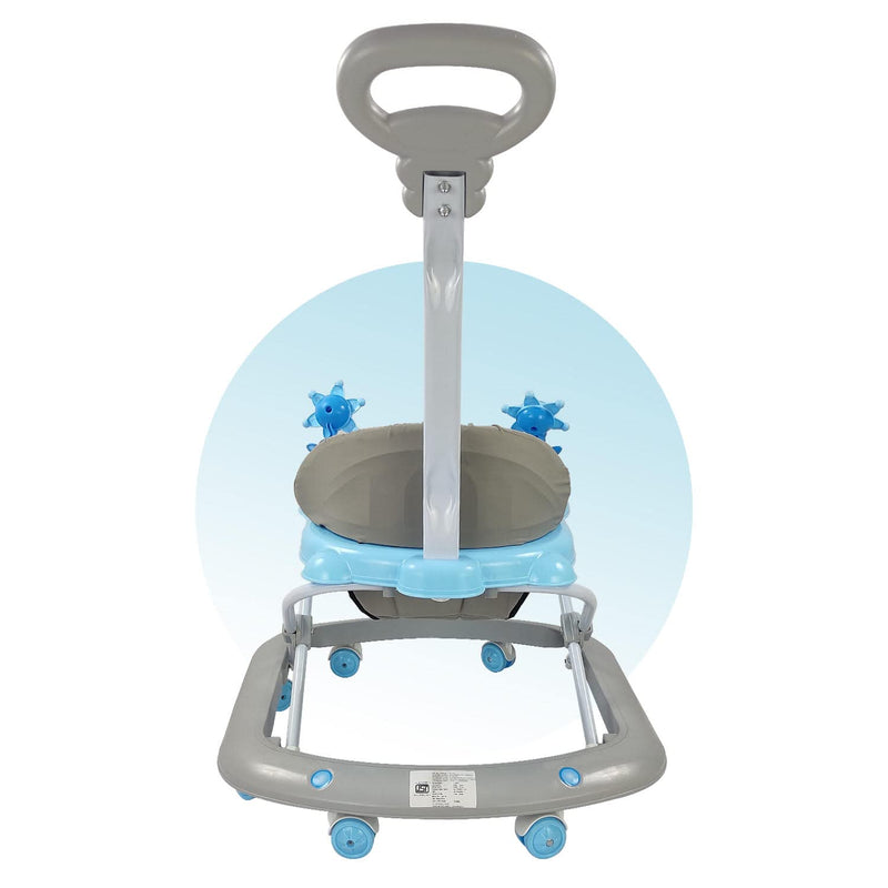 Dash Butterfly Deluxe Baby Walker with 3 Position Adjustable Height Music & Light & Parental Handle, Foldable Activity Walker, Baby 6-18 Months boy, Walker for Kids (Capacity 20kg | Blue)