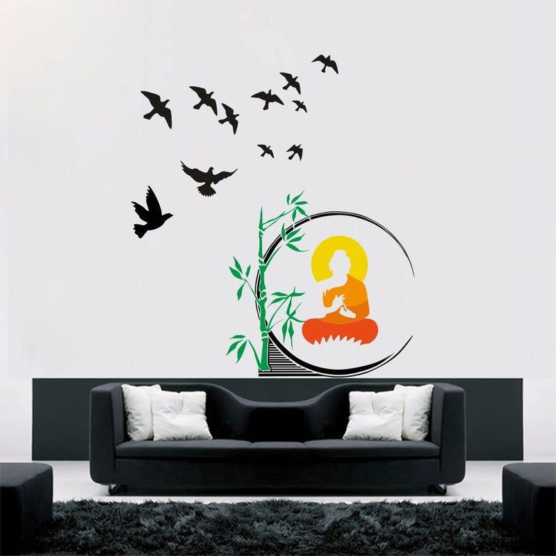 Delight Art Birds and Buddha Combo Design Wall Sticker Size - ( 58*58 ) cm Model id - ( DAMC00802L )