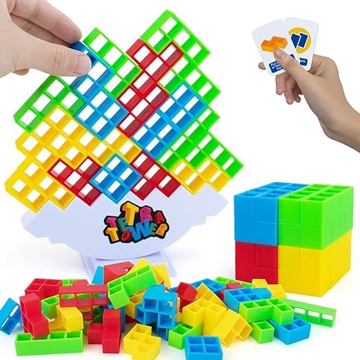 Shree Incorporation Tetra Tower Game 16 Pcs Stack Tower, Swing Stack High Child Balance Building Block 2 Players+ Interactive STEM Toy for Family, Travel, Parties for Adults & Kids