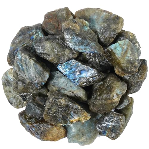 Zaicus Labradorite Rough Stone - Raw Stones and Crystals Bulk for Tumbling, Jewelry Making, Cabbing, Lapidary, Fountain Rocks, Decoration, Wire Wrapping, Reiki Crystal (500 Gram)