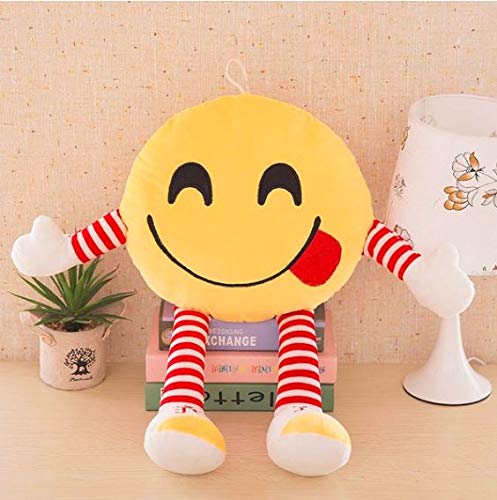 Frantic Polyester Smiley Pillow Cushions with Soft Hands and Legs, 33x33 cm, Yellow, Pack of 4