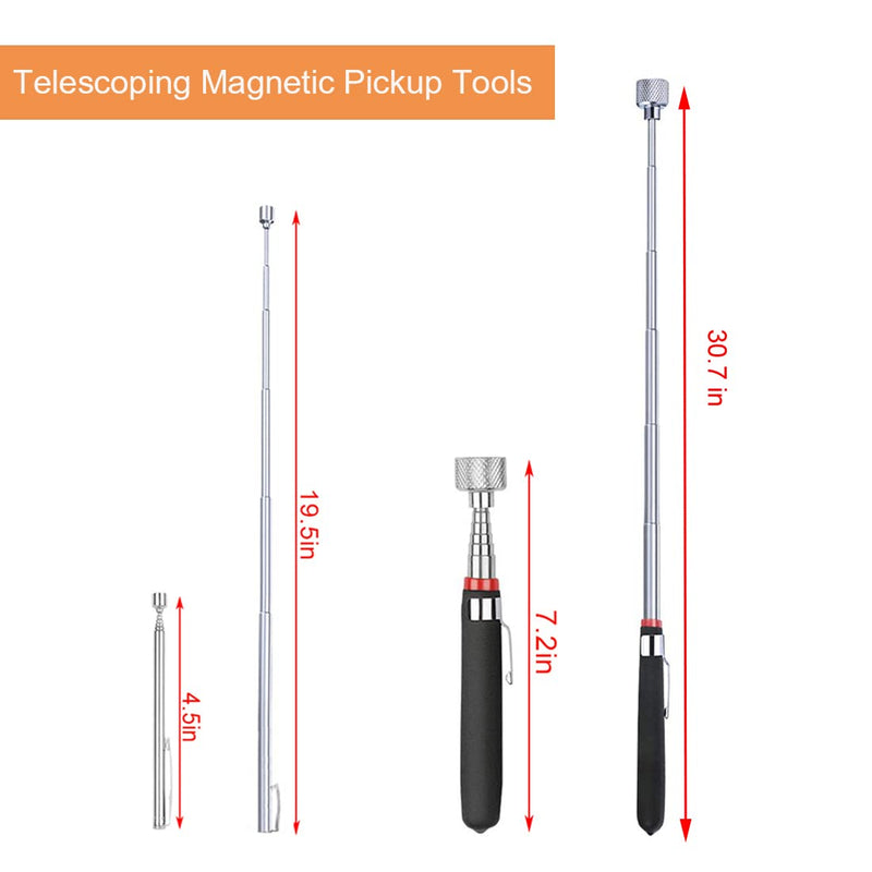 3 Pack Telescoping Magnet Pick-up Tool Set - Retrieving Telescoping Magnet Pickup Tools，Extendable Magnetic Pick Up Tools，Bendable Spring Magnet Stick