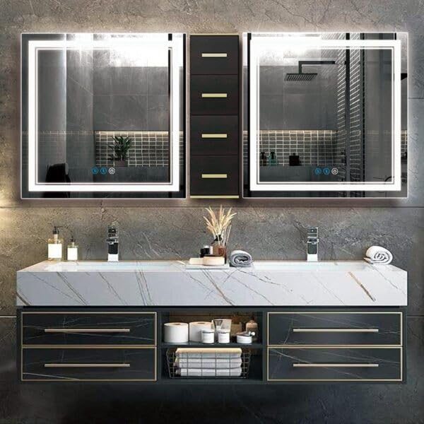 TINITALO Bathroom LED Mirror Home Mirror Wall Mirror with Touch Sensor, 3 Light Effects, Glass, Rectangular LED-35 (24 x 42 Inch)