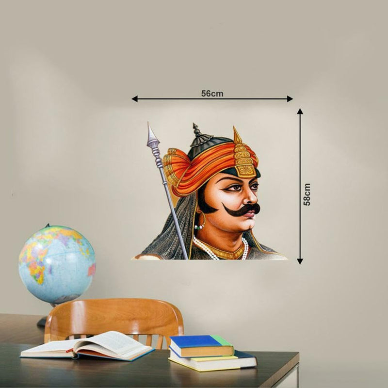 The Looking Great Worrior Maharana Pratap with Look Like Victory Pose Decorative Wall Stickers (PVC Vinyl)