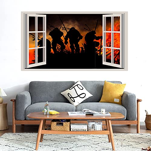 GADGETS WRAP Printed Wall Decal Sticker Fake Window Style Decal (90cm x 50cm) - Teenage Ninjas