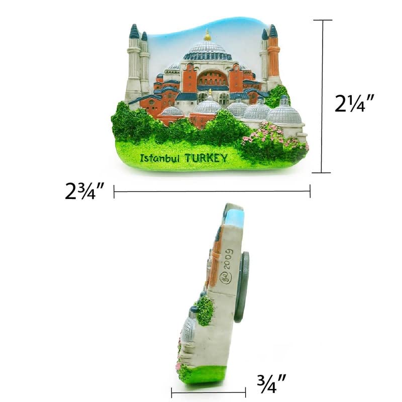 WitnyStore Tiny Hagia Sophia Historic Area of Istanbul, Turkey Türkiye Western Asia Tourist Attractions Resin Refrigerator Magnet Traveler Souvenir Gift Memento 3D Fridge Magnets