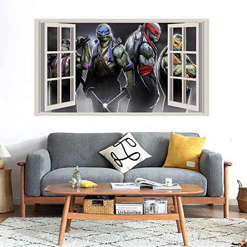 GADGETS WRAP Printed Wall Decal Sticker Fake Window Style Decal (90cm x 50cm) - Teenage Mutant Ninja Turtle